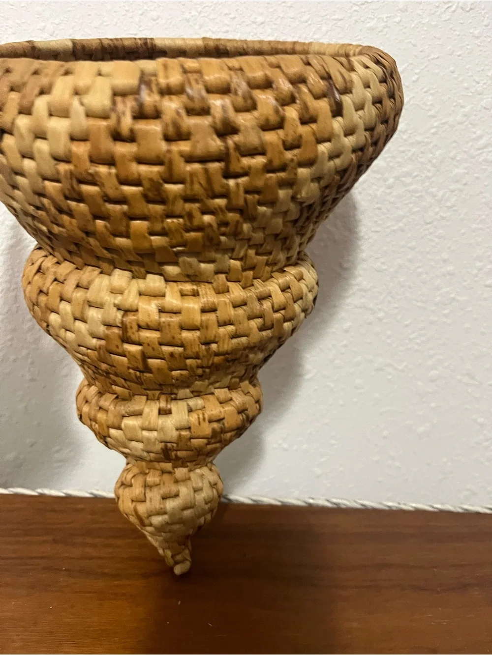 Unique Vintage Hanging Spiral Shell Basket